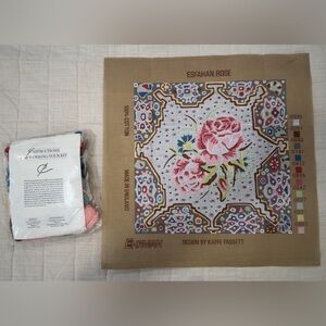 Esfahan Rose Ehrman Canvas Needlepoint - Pink Floral Medallion
